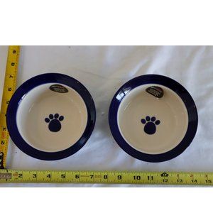 Petrageous Designs Paw Print Small Oval Pet Dish Bowl Set of 2
